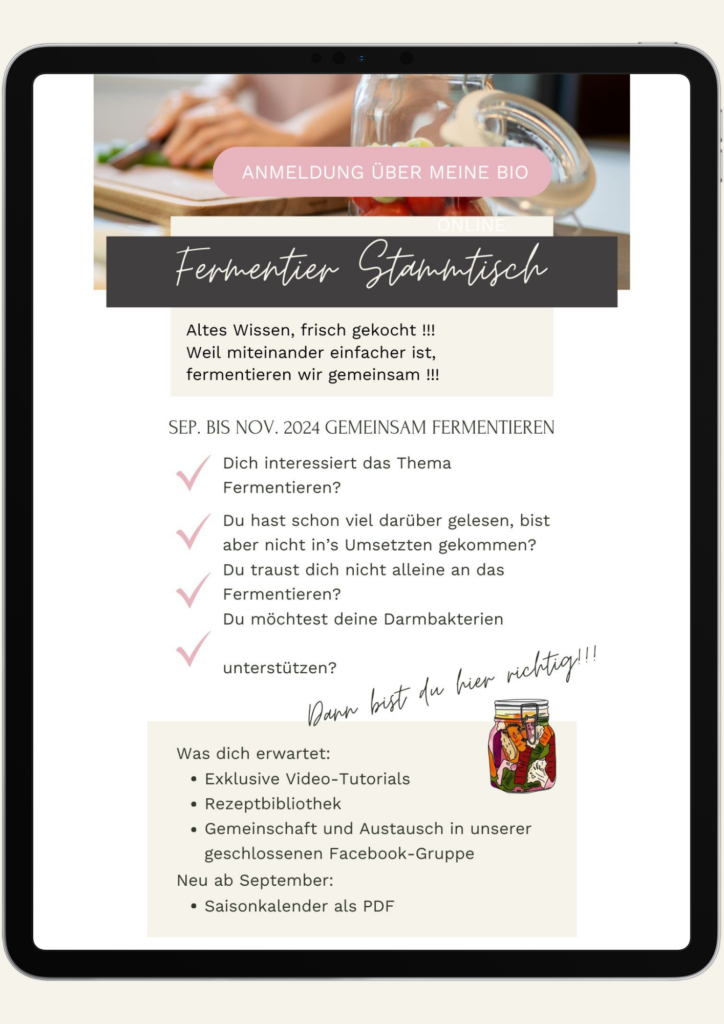 Fermentier Stammtisch Onlinekurs Anmeldung